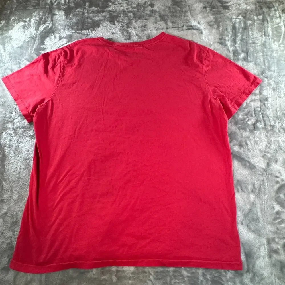 olo Ralph Lauren T Shirt Mens XL Red V Neck Blue Pony Embroidered Short Sleeve